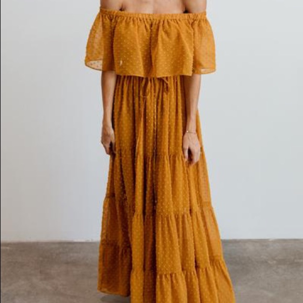 COPY - Baltic Born Swiss Dot Mustard Maxi Dress sz small